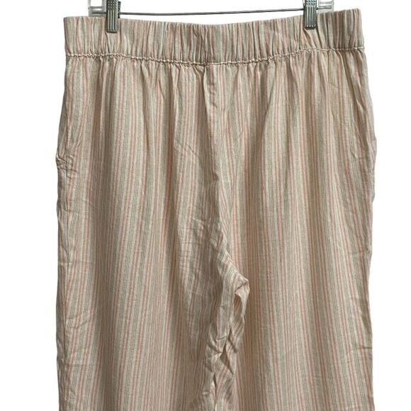 Croft & Barrow Linen Blend Pull On Capri Pants Women's Size L Stripes Neutral - Picture 9 of 13
